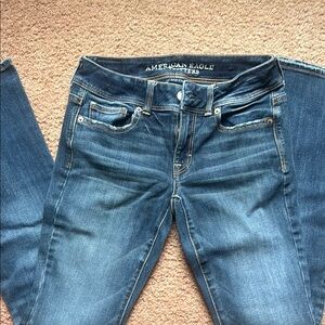 American Eagle Outfitters Women's Dark Blue Kick Boot Jeans